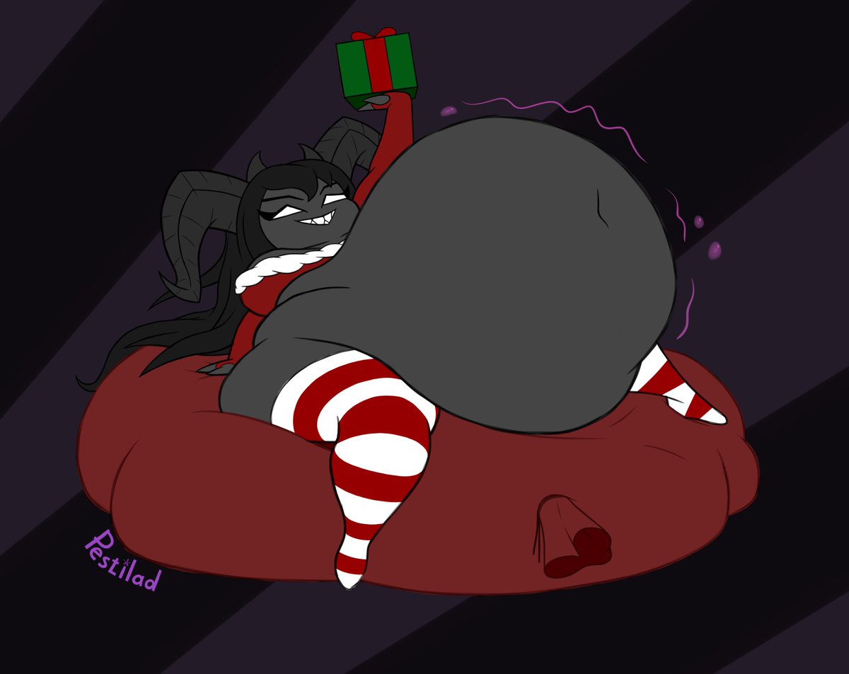 Found a drawing of TBOI Siren from Christmas 2023.
No more Krampus in devil rooms! Siren with unusually big gut has got you covered >:3c