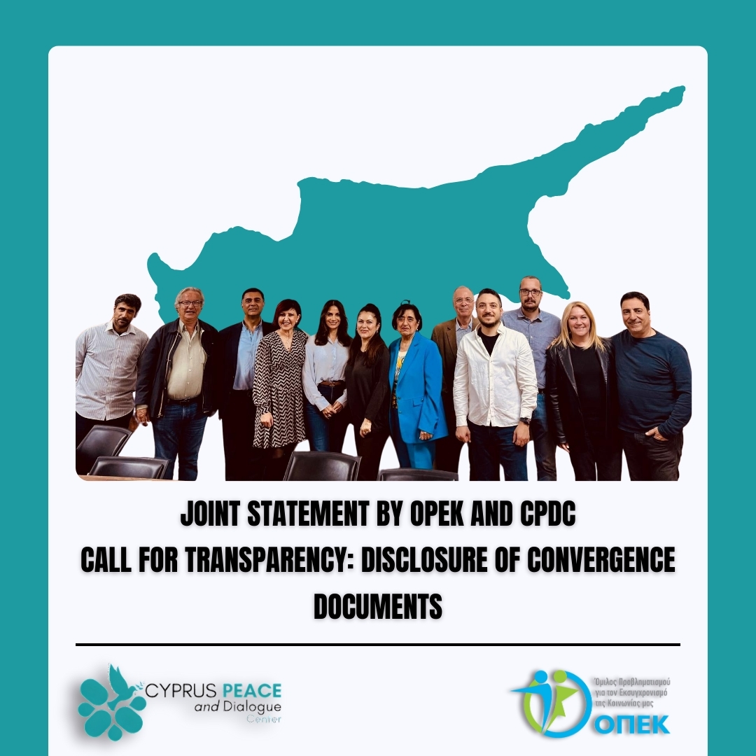 Call for Transparency: Disclosure of Convergence Documents

OPEK and CPDC have issued a joint call for the lifting of confidentiality on the convergence documents.

To more info: tinyurl.com/vfz6n75a
