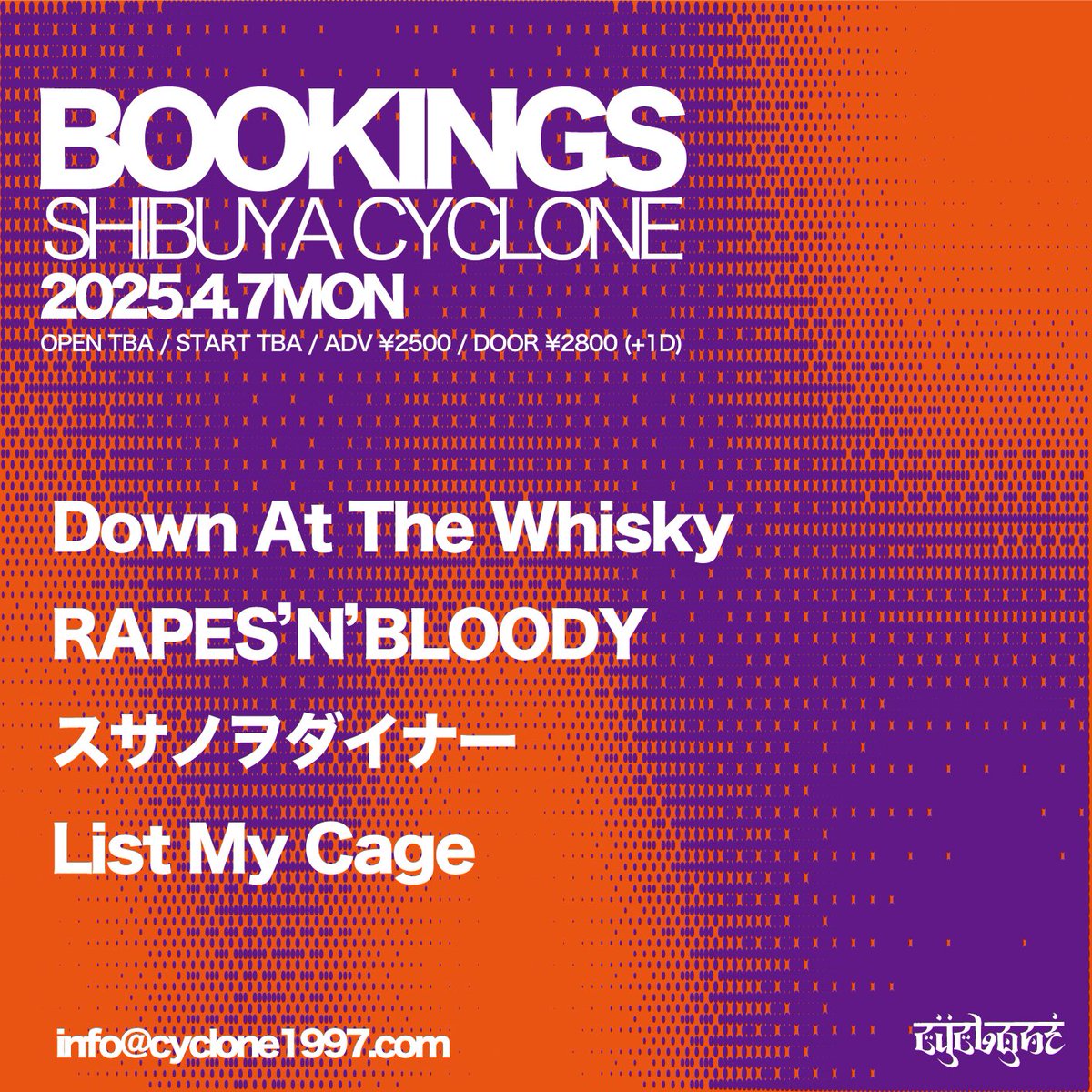 4/7
渋谷CYCLONE

初手からゴリゴリに
よろしくぶっ飛ばす🤘🤘👊👊🤘🤘