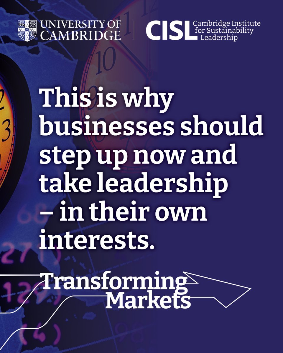 Cambridge Institute for Sustainability Leadership (@cisl_cambridge) on Twitter photo At this moment of geopolitical change and economic transformation, the question is whether business will step up to shape the future - or be shaped by it. 
👉 Our new report provides a pathway for the private sector to respond: ow.ly/TTlb50VuHUO
#TransformingMarkets At this moment of geopolitical change and economic transformation, the question is whether business will step up to shape the future - or be shaped by it. 
👉 Our new report provides a pathway for the private sector to respond: ow.ly/TTlb50VuHUO
#TransformingMarkets