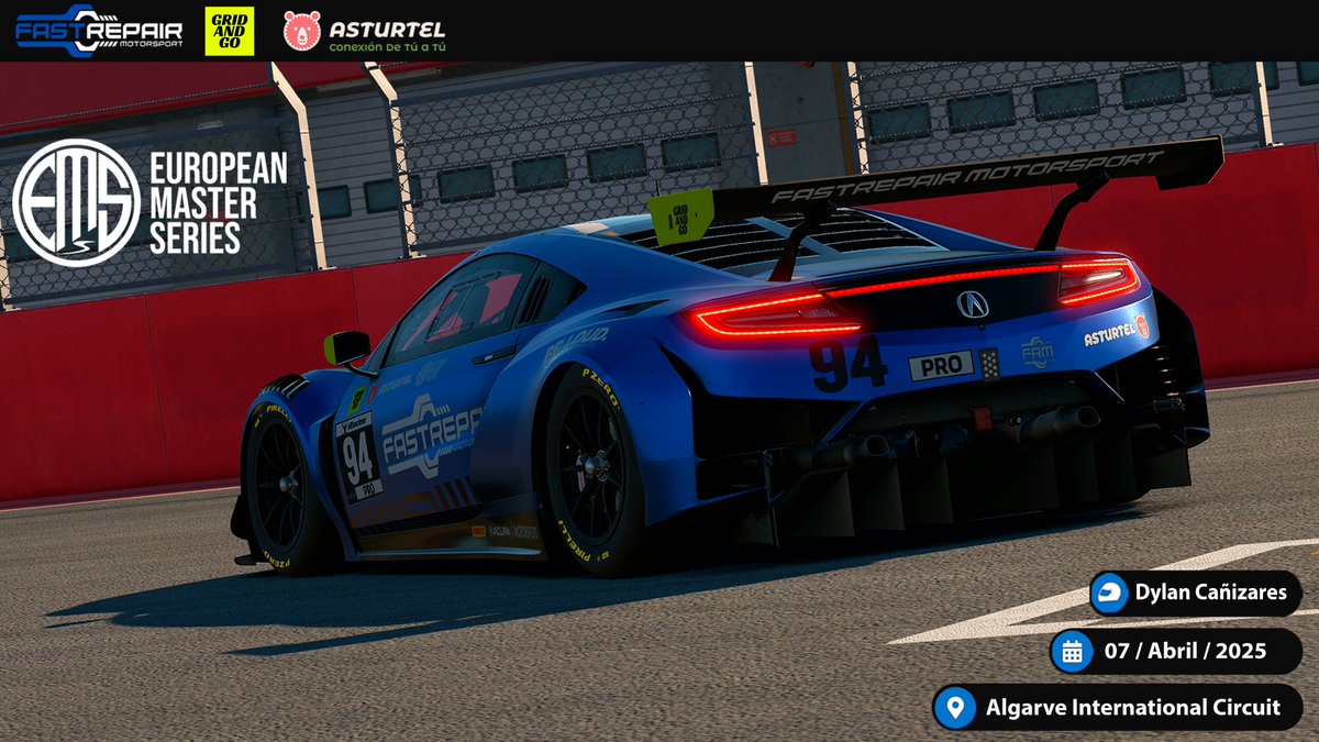 FastRepairMotorsport (@fastrepairmotor) on Twitter photo Es lunes y solo puede significar una cosa, ¡EMS!
Nos vamos a las tierras vecinas de Portugal para la R2 del GT3 <a href="/EMS_iRacing/">European Master Series</a>
Nos vemos a las 22:00 📺: twitch.tv/ems_iracing Es lunes y solo puede significar una cosa, ¡EMS!
Nos vamos a las tierras vecinas de Portugal para la R2 del GT3 <a href="/EMS_iRacing/">European Master Series</a>
Nos vemos a las 22:00 📺: twitch.tv/ems_iracing