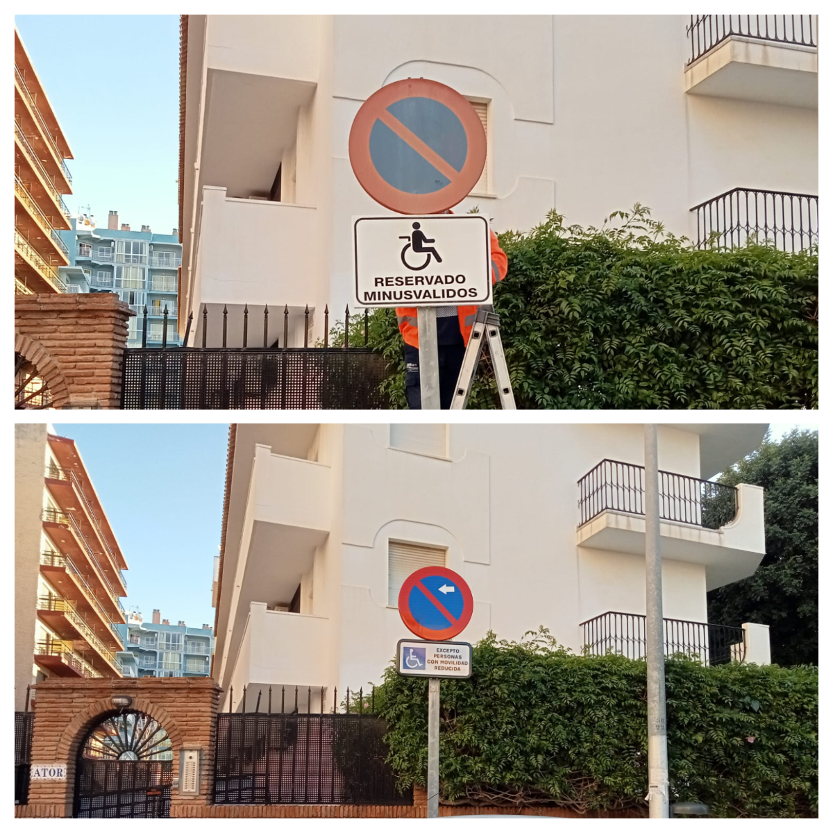 SPTorremolinos's tweet photo. #SAMSET está llevando a cabo la sustitución de las leyendas que señalan las plazas de aparcamiento reservadas para personas con movilidad reducida ♿ Estas nuevas señales reflejan un lenguaje más inclusivo y respetuoso.
En fotos:
🚧 Calle Felipe Ricardo, centro de #Torremolinos https://t.co/TpFcontmdF