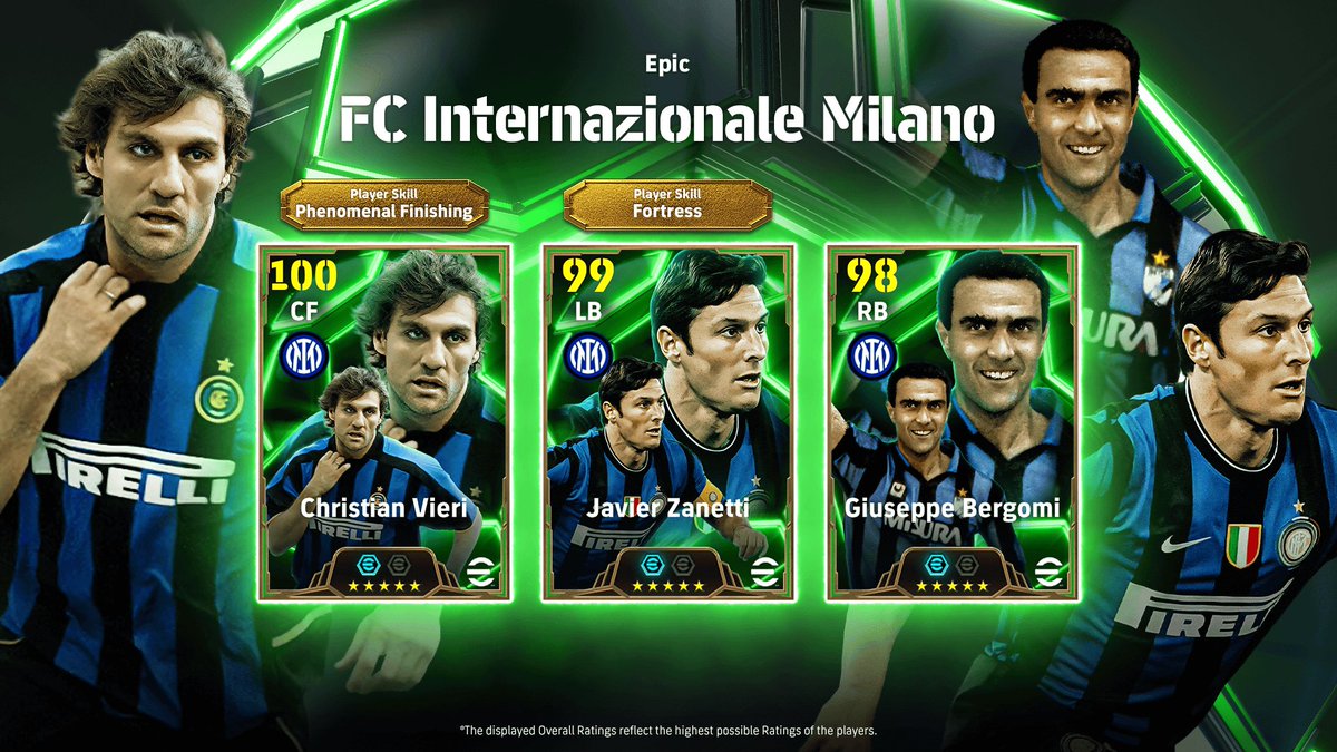 Monday update
Epic FC INTERNAZIONALE MILANO
Christian Vieri🇮🇹Phenomenal Phinishing 8.5/10
Javier Zanetti 🇦🇷Fortress 7.5/10
Giuseppe Bergomi🇮🇹 7.5/10
Hello guys Vieri Is interesting especially if you not have Haaland
Zanetti have  many position
Bergomi only if you not have old one