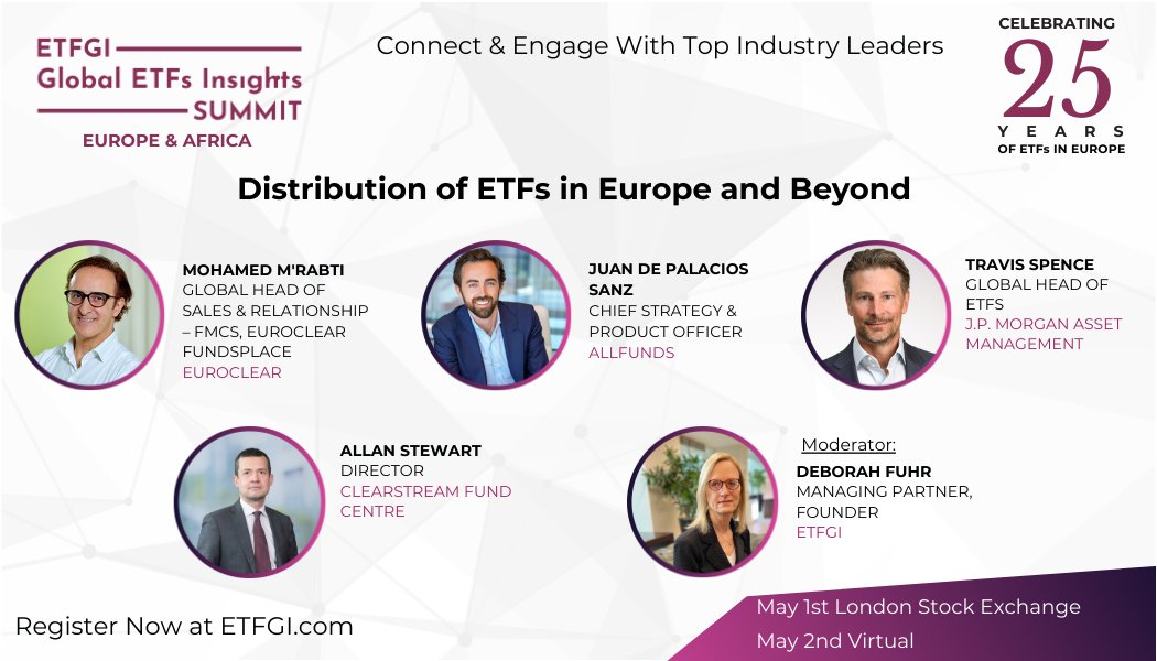 ETFGI (@etfgi) on Twitter photo #Register bit.ly/3PVMVXR to hear Mohamed M'Rabti <a href="/EuroclearGroup/">Euroclear</a>, Juan de Palacios Sanz Allfunds, Travis Spence <a href="/JPMorganAM/">J.P. Morgan Asset Management</a>, Allan Stewart <a href="/Clearstream/">Clearstream</a> discuss #ETFs Distribution in Europe & Beyond at 6th @ETFGI Global #ETFs Insights Summit - Europe & Africa on May 1st. #Register bit.ly/3PVMVXR to hear Mohamed M'Rabti <a href="/EuroclearGroup/">Euroclear</a>, Juan de Palacios Sanz Allfunds, Travis Spence <a href="/JPMorganAM/">J.P. Morgan Asset Management</a>, Allan Stewart <a href="/Clearstream/">Clearstream</a> discuss #ETFs Distribution in Europe & Beyond at 6th @ETFGI Global #ETFs Insights Summit - Europe & Africa on May 1st.