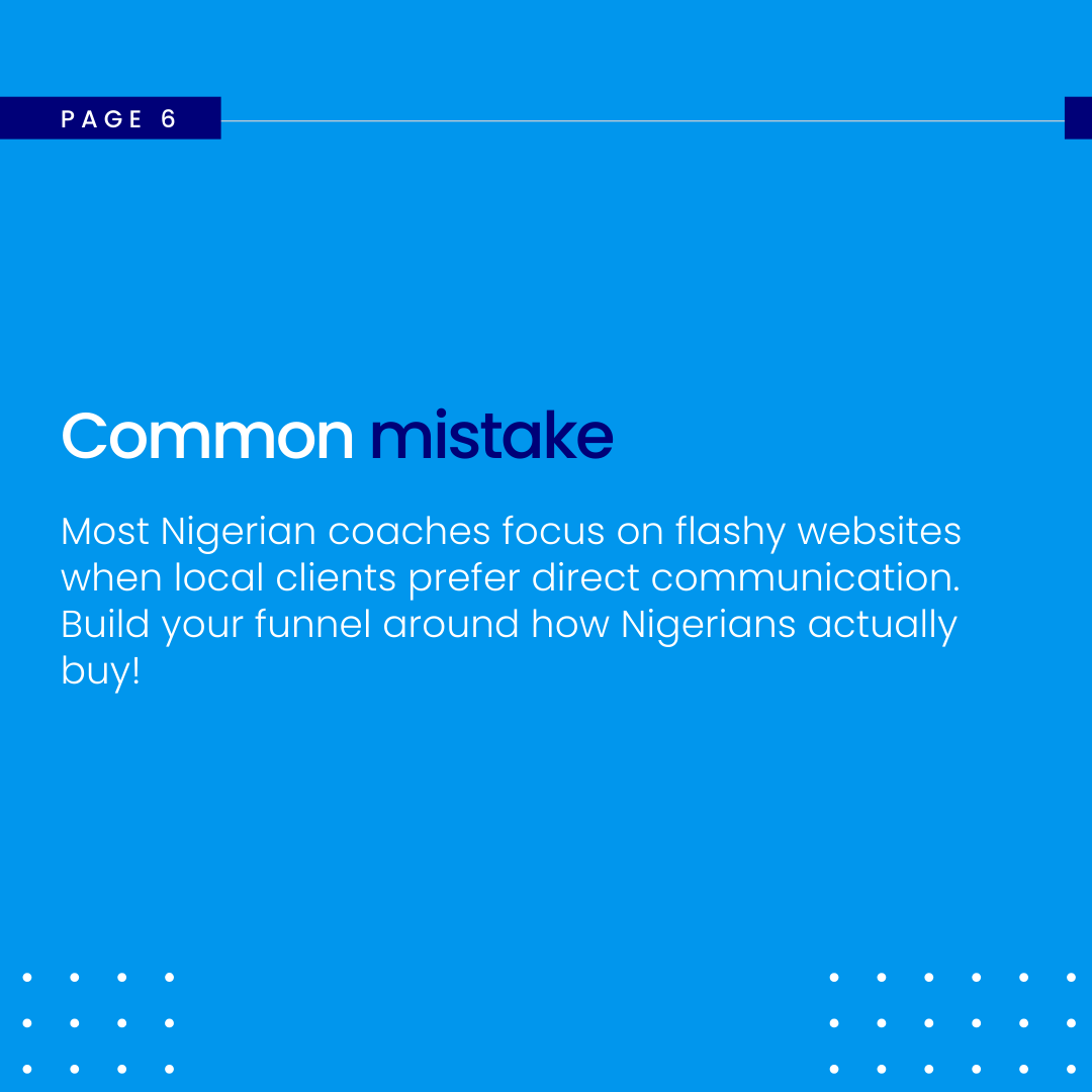 jasperphygitals's tweet photo. Swipe to see the 4-part funnel that's working for Nigerian coaches right now.

#NigerianCoach #SalesFunnel #LagosEntrepreneur #BusinessCoachNigeria #DigitalNaija https://t.co/jgjUkQoi9J