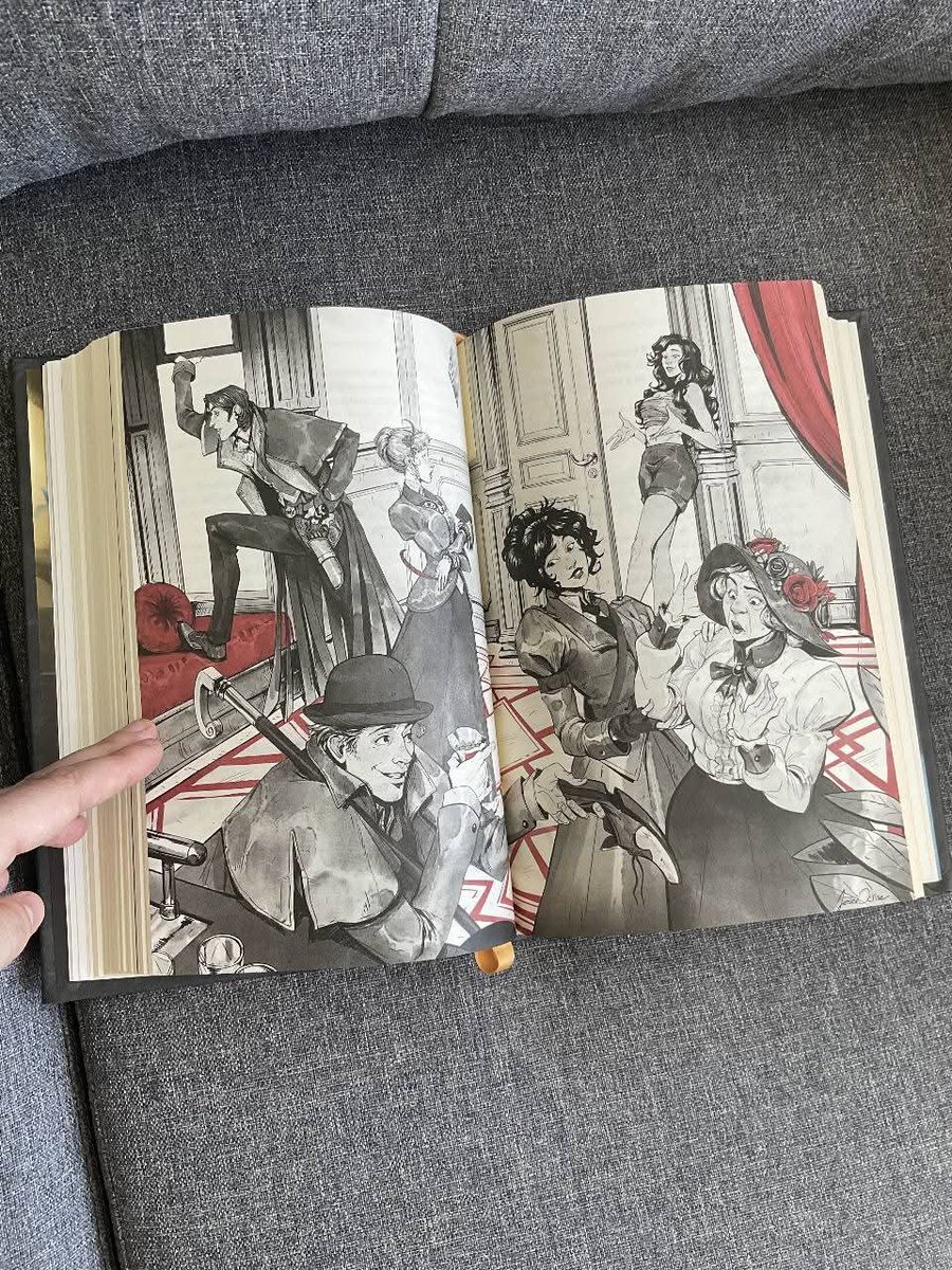 JessiOchse's tweet image. My contribution to Brandon Sandersons Bands of Mourning leatherbound © 2024 Dragonsteel

Was such a great privilege to be among such other talented artists for the book and to have a stab at the mistborn era 2 crew.

Thanks so much to Dragonsteel for having me on! #mistbornera2