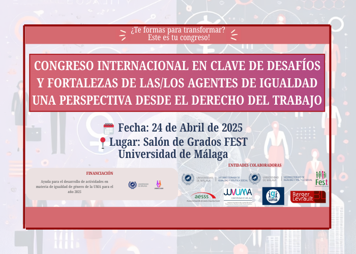 📢Congreso Internacional En clave de desafíos y fortalezas de las/los agentes de igualdad
🗓️24 de abril de 2025
🕓10:00h
📍Salón de Grados de la Facultad de Estudios Sociales y del Trabajo de la UMA
ℹ️Información, programa e inscripción 👉u.uma.es/ggZ/