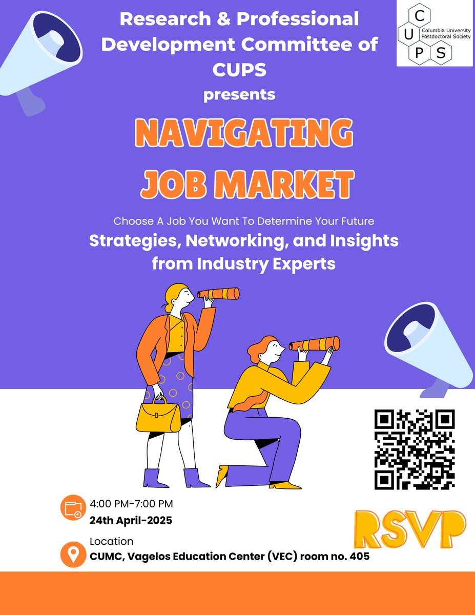 CUPostdocs's tweet image. 📢 Join Us for a Unique Industry Panel Discussion and Networking Event!🚀
