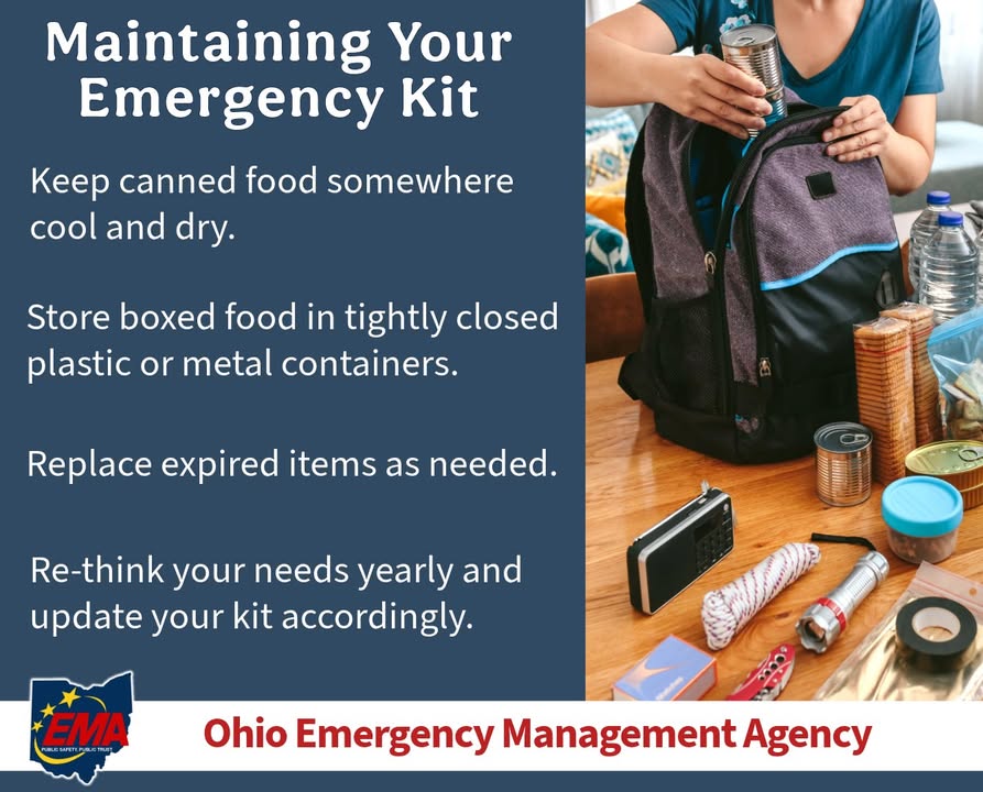 Once you have an emergency kit assembled, it's important to keep it updated. Keep food in sealed containers and replace expired items. For more information on emergency kits, visit: bit.ly/48xIknu