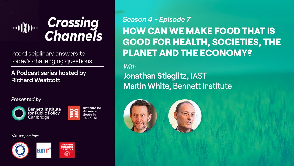 Bennett Institute for Public Policy (@bennettinst) on Twitter photo 🆕"How can we make food that is good for health, societies, the planet and the economy?"
<a href="/BBCwestcott/">Richard Westcott</a> talks to experts <a href="/martinwhite33/">Martin White (moving to BlueSky...) 💙🇪🇺🇺🇦</a> <a href="/MRC_Epid/">MRC Epidemiology Unit</a> & Jonathan Stieglitz, <a href="/IASToulouse/">IAST</a>, in this month's #CrossingChannels #Podcast
Listen: pod.fo/e/2c3eac 🆕"How can we make food that is good for health, societies, the planet and the economy?"
<a href="/BBCwestcott/">Richard Westcott</a> talks to experts <a href="/martinwhite33/">Martin White (moving to BlueSky...) 💙🇪🇺🇺🇦</a> <a href="/MRC_Epid/">MRC Epidemiology Unit</a> & Jonathan Stieglitz, <a href="/IASToulouse/">IAST</a>, in this month's #CrossingChannels #Podcast
Listen: pod.fo/e/2c3eac