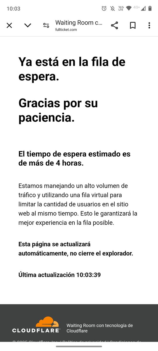 Lolyta1013's tweet photo. 4 horas de demora!!! Para entrar en la preventa. Otra vez estás páginas rompiendo la ilusión de la gente
Esperamos conseguir algo, y sino que agregue fechas!!! Semejante show para un día Viernes es bastante loco.  
#Futttura #Tini https://t.co/YhXpc26Ugm
