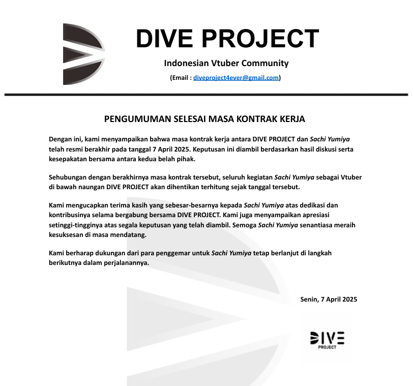 Pengumuman menganai Sachi Yumiya