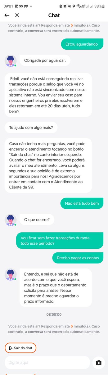 EdnilSuzart's tweet photo. @99Pay Não consigo fazer transferências via PIX. Mensagem de erro: "Servidor ocupado. Tente novamente mais tarde. Seu pagamento foi reembolsado." Suporte diz que saldo não está sincronizado e solução pode levar até 20 dias úteis. Preciso pagar minhas contas urgentemente. https://t.co/09aeOZFmnv