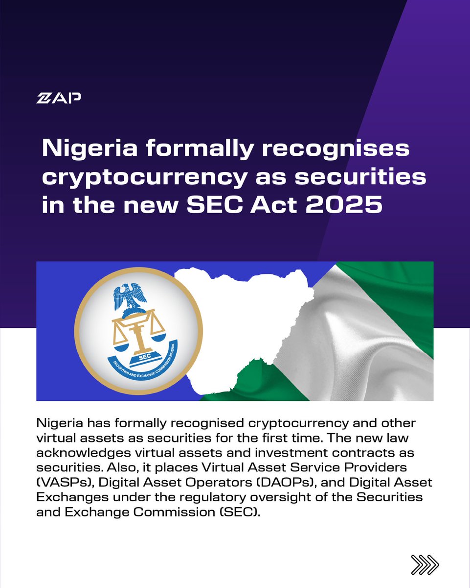 getzapnow's tweet photo. Here are some Crypto News you might have missed last week.

With Nigeria Formally Recognising Crypto, a Win!!

Stay tuned for updates in the crypto market https://t.co/W7bdbSWrQF