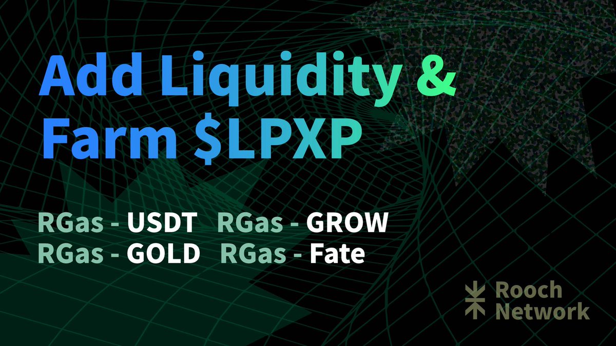 RoochNetwork's tweet photo. 🔥New incentivized liquidity pools are live! It's time to add liquidity for:

🟢RGas - USDT
🟢RGas - GROW
🟢RGas - GOLD
🟢RGas - FATE

Stake your LP tokens and start farming $LPXP now! If you previously added liquidity in the old pools, please remember to:
1⃣Harvest your $LPXP
2⃣Unstake your LP tokens
3⃣Stake them in the new pools

👉 Enter now: https://t.co/F3BEQ791rk  
⏰ End time: May 7th