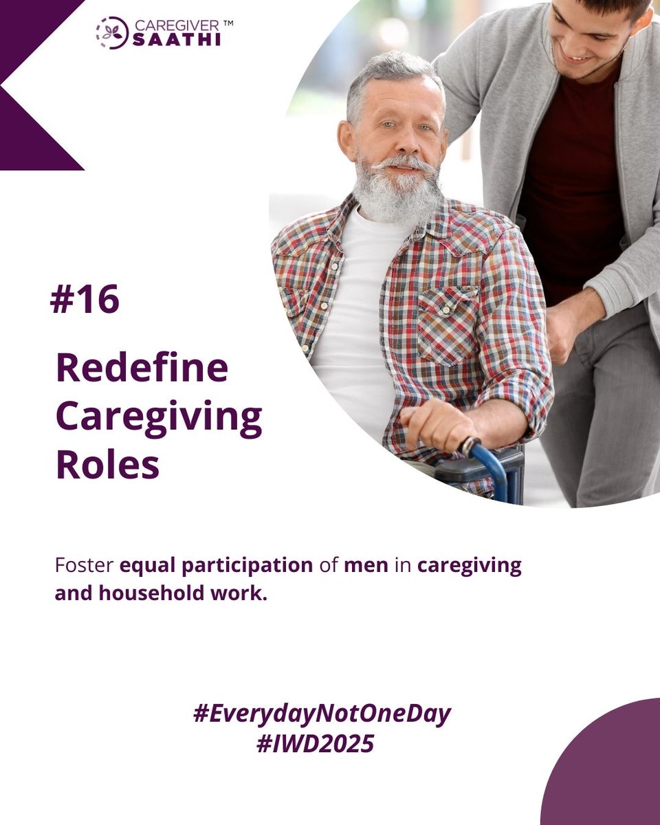 #Step16: Redefine Caregiving Roles 🏠
Caregiving isn’t just women’s work.

To build #FutureFitCorporates, men must share caregiving &amp; domestic responsibilities—equally.

Equality at work starts with equity at home.
Let’s #AccelerateAction 💪

#EverydayNotOneDay #IWD2025
