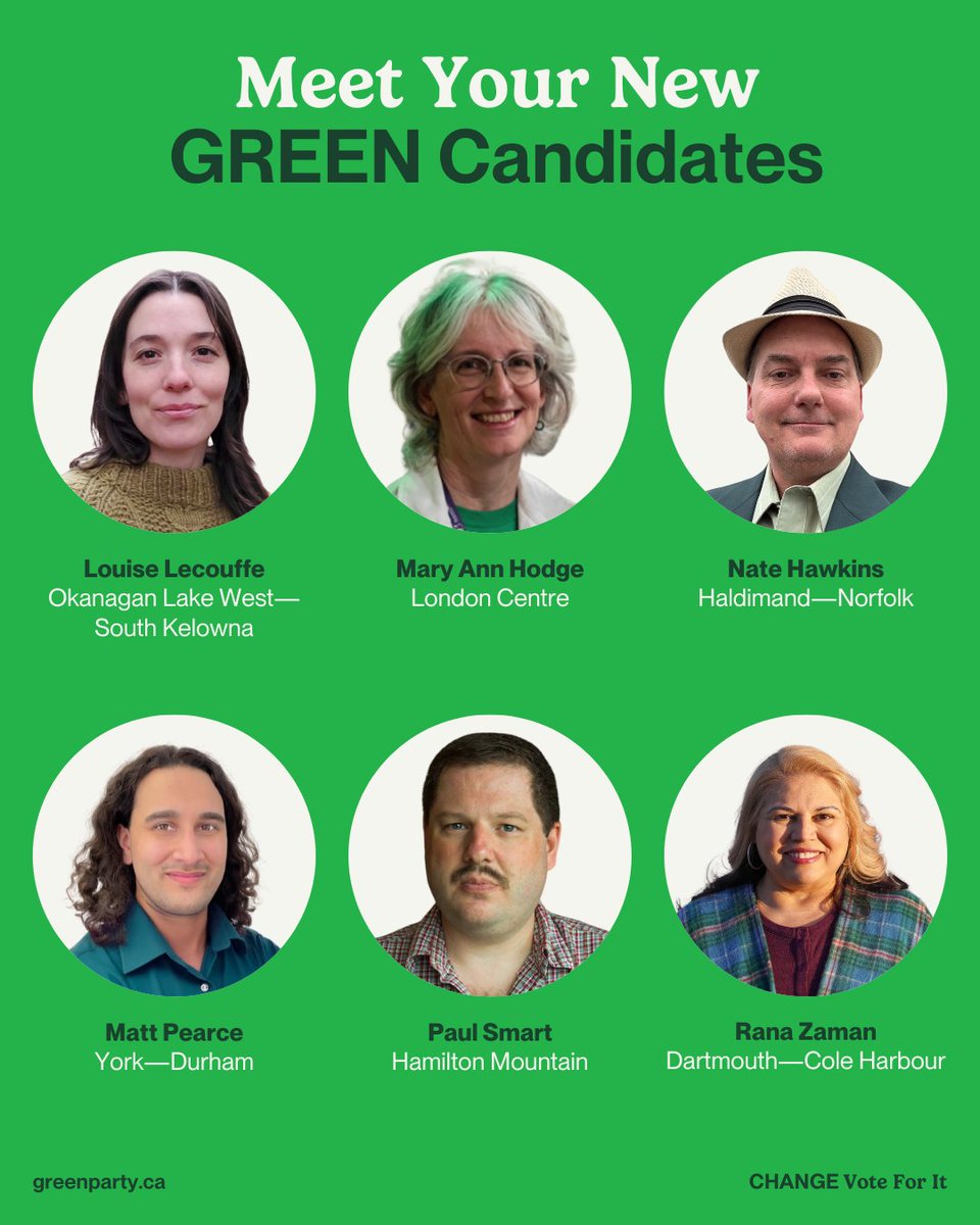 CanadianGreens's tweet photo. Join us in giving a warm welcome your new Green candidates! 🌿 We're thrilled to have these passionate leaders as champions for a Green Canada! https://t.co/Rotyb78E5n