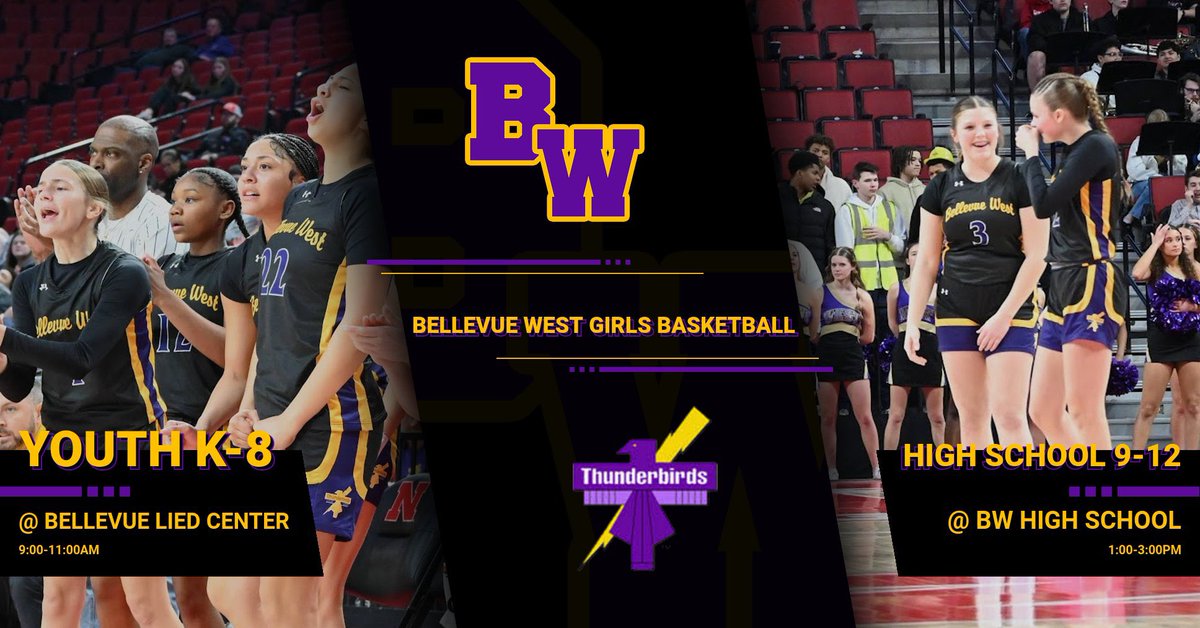 🟣🟡 Girls Basketball Camp🟡🟣

📆 May 27-30, 2025

⛹🏻‍♀️🏀 K-8th 9:00-11:00am LIED CENTER
⛹🏻‍♀️🏀 High School 1:00-3:00pm BW South Gym

🖋️ sign up now 👇

bellevuewestcamps.ryzerevents.com