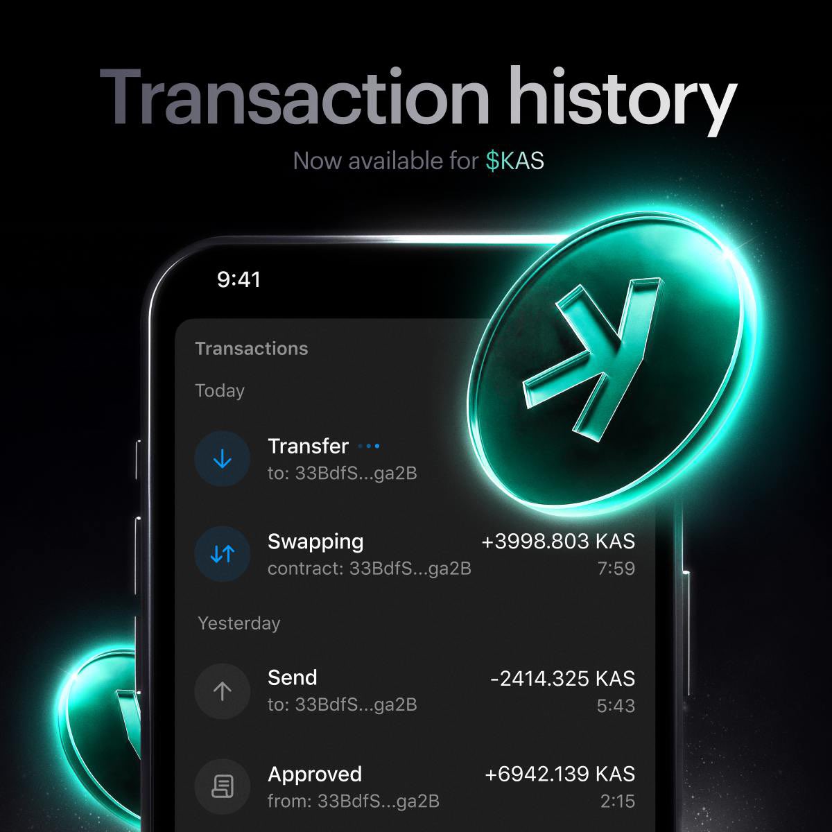 取引履歴機能がパワーアップし、$KASコインにも対応しました！
これで資産の管理と追跡がさらに簡単に。🪙

アプリをアップデートするだけで、すぐに使えます🤗

<a href="/tangem_japan/">Tangem Japan lタンジェム ジャパン🇯🇵</a>  #Tangem #KAS