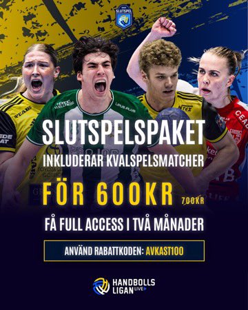 För den som varit lite seg och ännu inte tecknat ett abonnemang på Handbollsligan Live: ny chans till bra deal!

Med rabattkoden AVKAST100 får ni  

✅Alla semifinaler
✅Alla SM-finaler
✅Återstående kvalmatcher

för 600 spänn.👇🏼

handbollsligan.live/pages/g4QUcD5hz