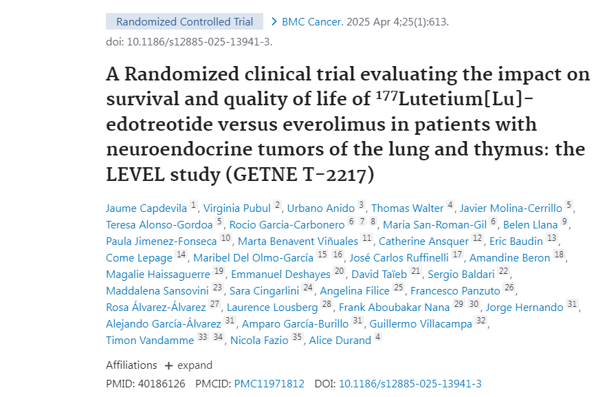 PubMed- onx.la/7a74c A Randomized clinical trial evaluating the impact on survival and quality of life of 177Lutetium[Lu]-edotreotide versus everolimus in patients with...   <a href="/HUCA_Asturias/">@HUCA</a>  #publiHUCA <a href="/ASIV_Asturias/">Área Sanitaria IV Asturias</a> #NuclearMedicine #MedicalOncology <a href="/FINBAsturias/">FINBA</a>