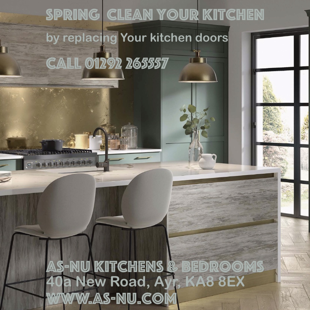 Spring clean your kitchen, by replacing your kitchen doors, Call 01292 265557 for FREE quote. #spring #kitchen