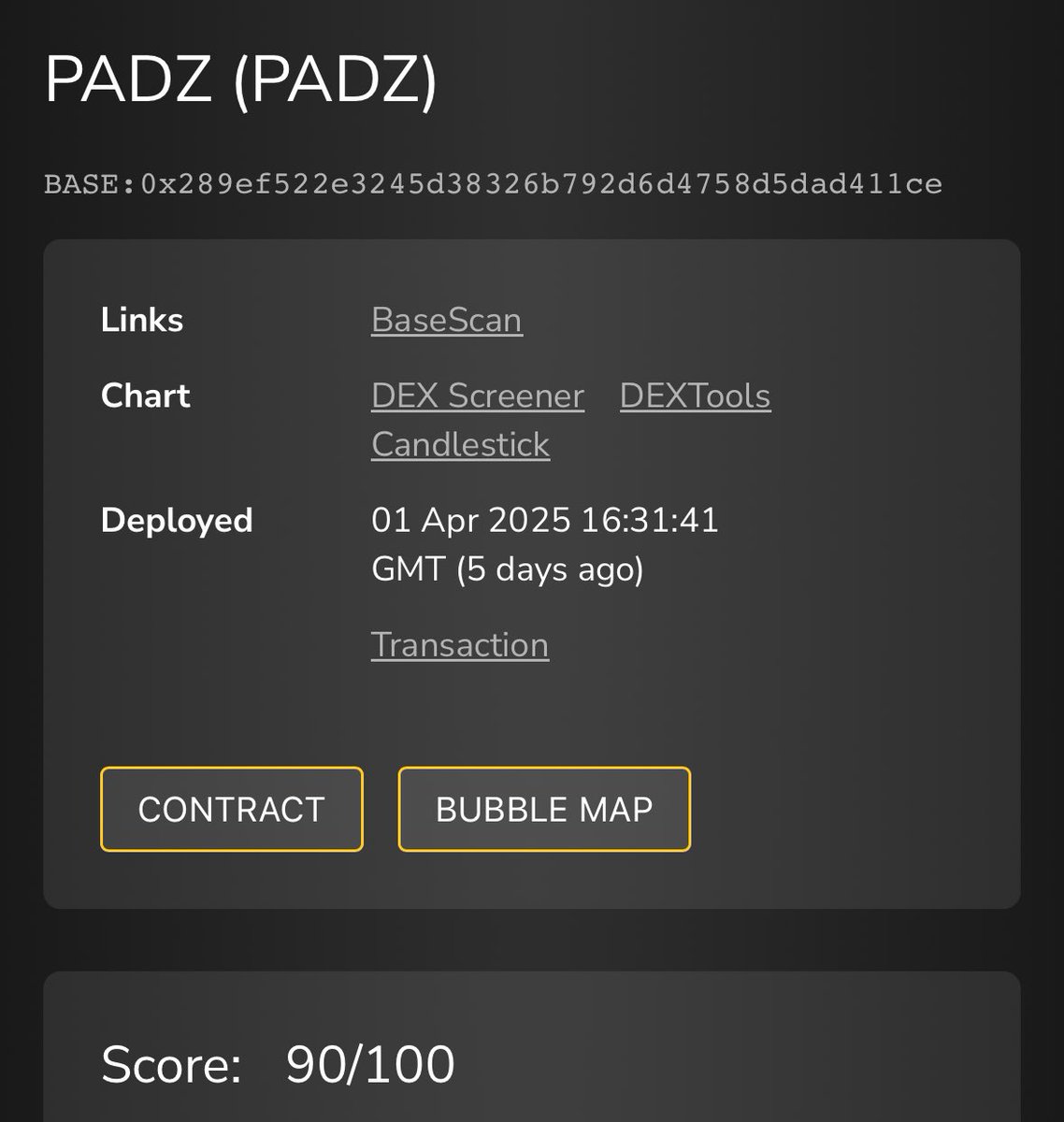With the CA being renounced, <a href="/Token_Sniffer/">TokenSniffer.com</a> has given us a 90/100 score. I believe if they had the correct sell tax (5%), we’d be sitting at 100/100!

tokensniffer.com/token/8453/0x2…