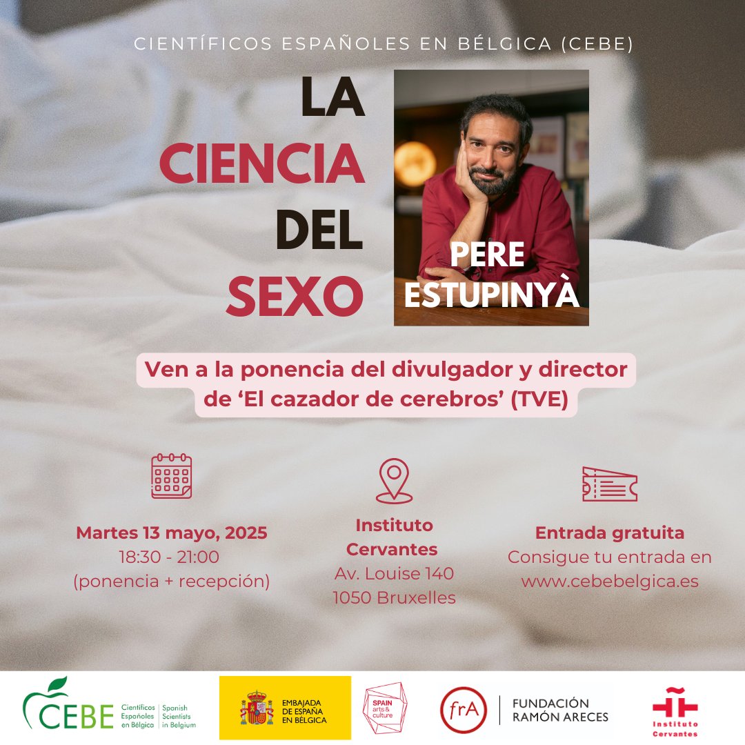 CEBE (@cebe_belgica) on Twitter photo 🧠💋La Ciencia del Sexo llega a Bruselas.
El divulgador científico <a href="/Perestupinya/">Pere Estupinyà</a> presenta su libro en el <a href="/IC_Bruselas/">Instituto Cervantes Bruselas</a>
🗓️13 mayo | ⌚️18:30h
📍Bruselas + ZOOM
🎟️Gratis (con inscripción):
⛓️eventbrite.es/e/la-ciencia-d…
#CienciaDelSexo #DivulgaciónCientífica 🧠💋La Ciencia del Sexo llega a Bruselas.
El divulgador científico <a href="/Perestupinya/">Pere Estupinyà</a> presenta su libro en el <a href="/IC_Bruselas/">Instituto Cervantes Bruselas</a>
🗓️13 mayo | ⌚️18:30h
📍Bruselas + ZOOM
🎟️Gratis (con inscripción):
⛓️eventbrite.es/e/la-ciencia-d…
#CienciaDelSexo #DivulgaciónCientífica
