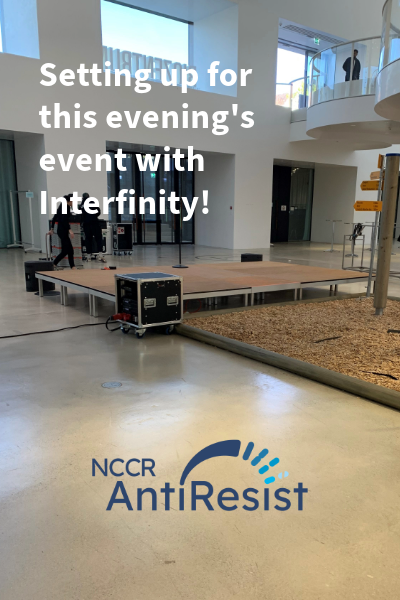 NCCR AntiResist (@nccr_antiresist) on Twitter photo 📢 Setting up has started for tonight's event with Interfinity here <a href="/biozentrum/">Biozentrum, University of Basel</a> <a href="/UniBasel_en/">University of Basel</a> at 19:30.
🎟️Free entry for the panel on Antibiotic Resistance – the Creeping Pandemic, featuring our Director Christoph Dehio and Deputy Director Nina Khanna.
📷interfinity.ch/#superbugs 📢 Setting up has started for tonight's event with Interfinity here <a href="/biozentrum/">Biozentrum, University of Basel</a> <a href="/UniBasel_en/">University of Basel</a> at 19:30.
🎟️Free entry for the panel on Antibiotic Resistance – the Creeping Pandemic, featuring our Director Christoph Dehio and Deputy Director Nina Khanna.
📷interfinity.ch/#superbugs