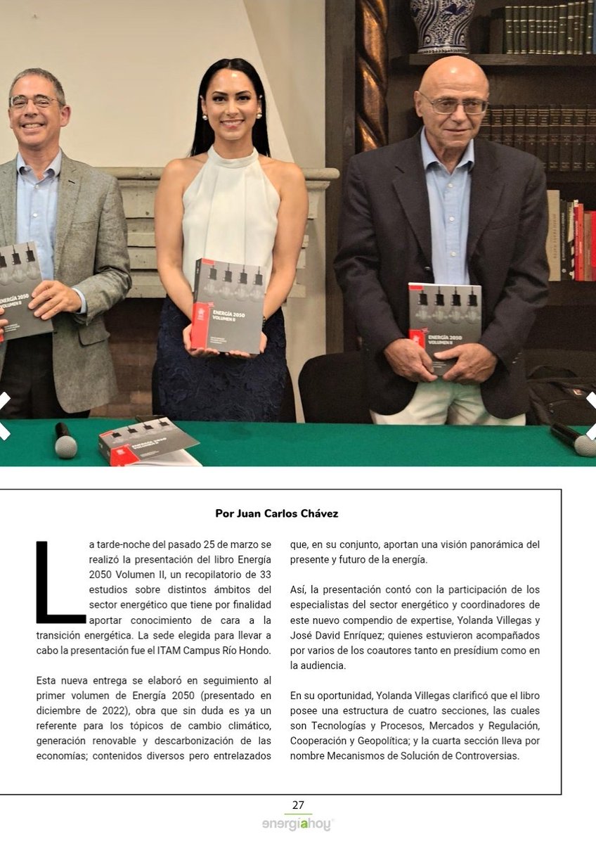 ¡Muchas gracias a <a href="/energiahoy/">Energía Hoy</a> por la cobertura en la presentación de nuestro libro Energía 2050, Vol. 2

<a href="/garcialcocer/">Guillermo García Alcocer</a>