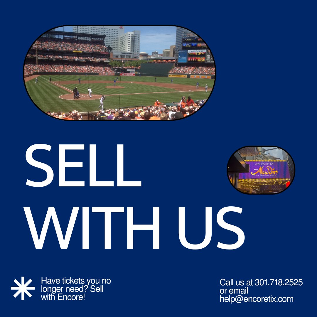 EncoreTix's tweet photo. Looking to sell your tickets? Look no further, reach out to us today! https://t.co/KDT9FHFCTh