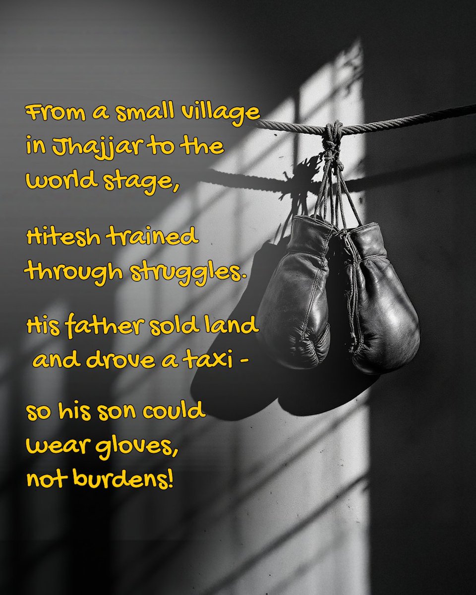 TheTribalbox's tweet image. Hitesh Gulia’s journey isn’t just about winning in the ring, it’s about the silent fighter behind him.

His father. His sacrifices.
Because the real champions...
are the ones who never stopped believing.

#HiteshGulia #WorldBoxingChampion #RealHeroes #FatherSonStory #Boxing