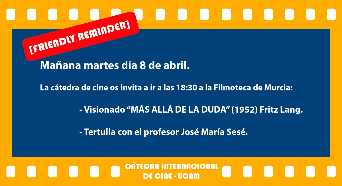 Cátedra Internacional de Cine UCAM (@ucamcatedracine) on Twitter photo 