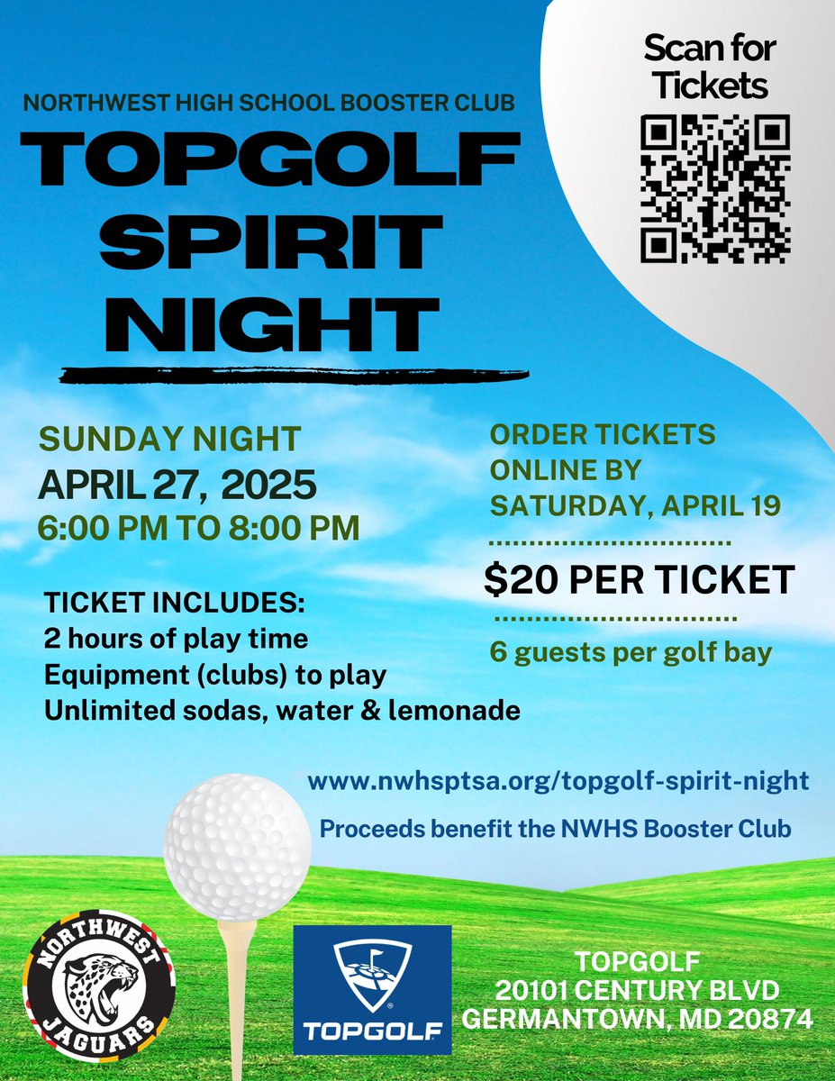 <a href="/NWHSBoosters/">NWHS Booster Club</a> is hosting a spirit night at <a href="/Topgolf/">Topgolf</a> Germantown on 4/27 from 6-8pm. Sounds like a great time! Get tickets here: nwhsptsa.org/topgolf-spirit…