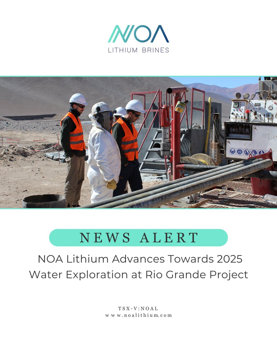 NOAlithium's tweet image. 𝐍𝐞𝐰𝐬 𝐀𝐥𝐞𝐫𝐭 🚨 NOA Lithium advances towards 2025 water exploration at our Rio Grande Project. Drilling operations are scheduled to commence within the next 20 days! Site preparation activities are underway to ensure the contractor can begin drilling on schedule.
Read…