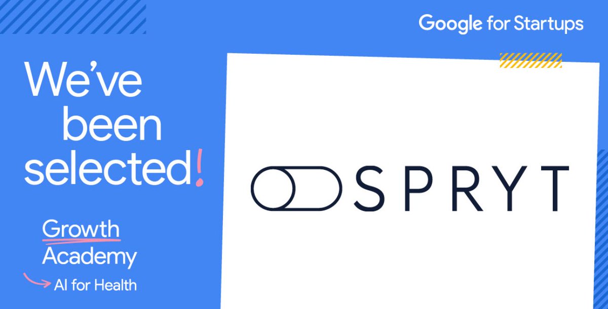 I am proud to share that @SPRYT have been selected for the @GoogleforStartups  Growth Academy: AI for Health program. We cannot wait for this next step in our startup journey! 🙌 Read more: goo.gle/42aPJ9a