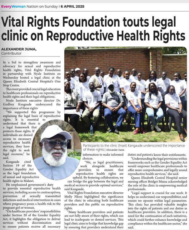 🩺⚖️ Empowering healthcare through legal literacy!

Nyale Institute &amp; Vital Rights Foundation hosted a legal clinic on reproductive health rights at QECH, stressing the right to access services &amp; seek legal recourse.

#ReproductiveRights #HealthJustice #KnowYourRights #Nyale