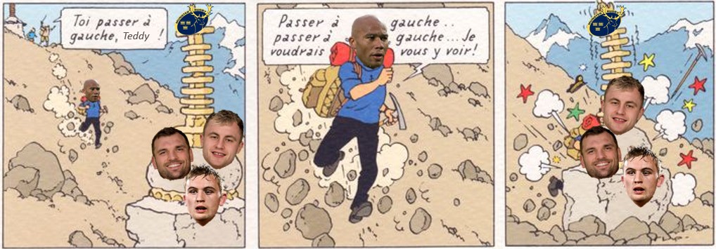 Malheur sur toi, Teddy, si toi passer à droite vers les poteaux