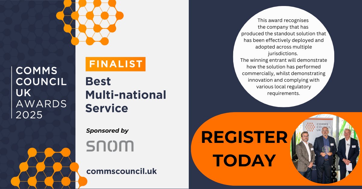 We are searching for companies that have produced the standout solution that has been effectively deployed and adopted across multiple jurisdictions. 

CCUK Awards 2025 - Best Multi-national Service category, sponsored by <a href="/snom/">snom</a> 
surveymonkey.com/r/DXR3HTZ
commscouncil.uk/awards/categor…