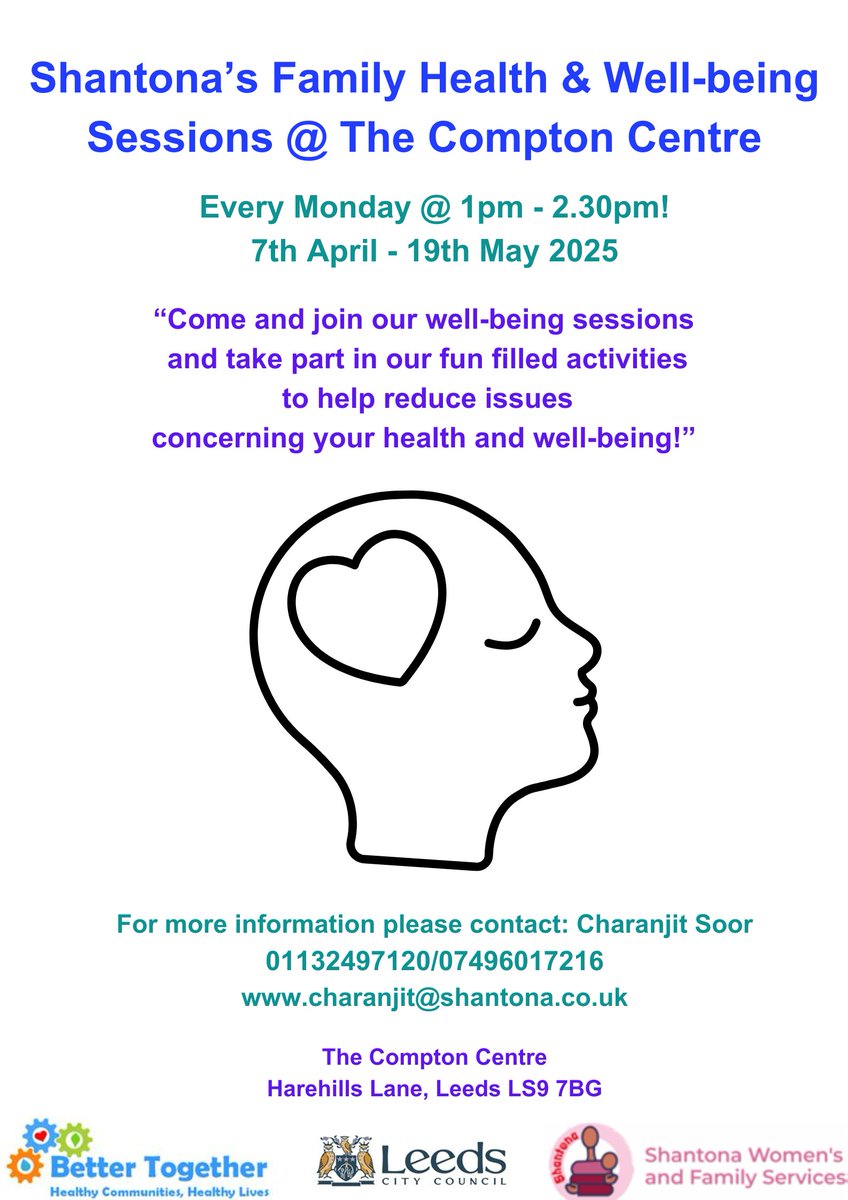 Shantona Leeds (@shantonaleeds) on Twitter photo Come along and join us for our health and Wellbeing drop in sessions <a href="/ComptonCentre/">The Compton Centre</a> Starting today at 1pm. #healthandwellbeing #family #HealthyLifestyle Come along and join us for our health and Wellbeing drop in sessions <a href="/ComptonCentre/">The Compton Centre</a> Starting today at 1pm. #healthandwellbeing #family #HealthyLifestyle