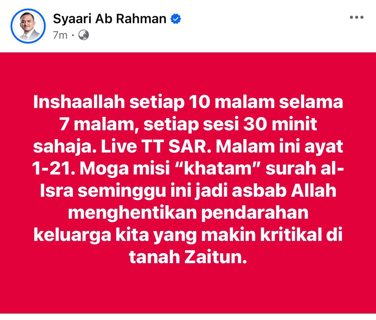 Salah satu “jihad” yang mampu saya usahakan dalam tempoh kritikal ini. Wallahul musta’an