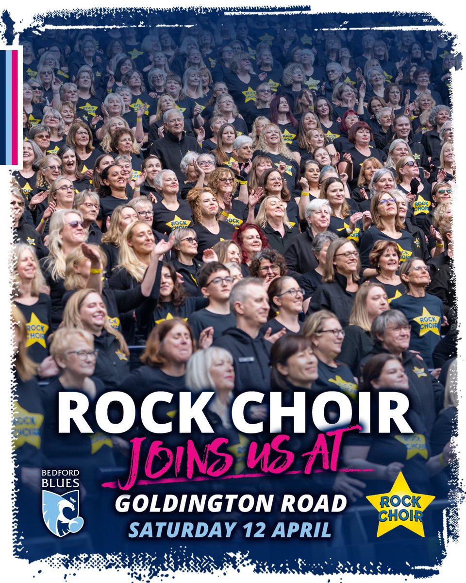 Bedford Blues (@bedfordbluesrfc) on Twitter photo 🎶 𝐑𝐨𝐜𝐤 𝐂𝐡𝐨𝐢𝐫 𝐣𝐨𝐢𝐧 𝐮𝐬 𝐨𝐧 𝐒𝐚𝐭𝐮𝐫𝐝𝐚𝐲 🎤
The largest contemporary choir in the world will be performing before the game & then on the pitch at HT 🙌
Join us for the battle of <a href="/Champrugby/">Championship Rugby</a>’s great entertainers 🆚 <a href="/NottinghamRugby/">Nottingham Rugby</a> 🎫➡️ bit.ly/BluesTicket1 🎶 𝐑𝐨𝐜𝐤 𝐂𝐡𝐨𝐢𝐫 𝐣𝐨𝐢𝐧 𝐮𝐬 𝐨𝐧 𝐒𝐚𝐭𝐮𝐫𝐝𝐚𝐲 🎤
The largest contemporary choir in the world will be performing before the game & then on the pitch at HT 🙌
Join us for the battle of <a href="/Champrugby/">Championship Rugby</a>’s great entertainers 🆚 <a href="/NottinghamRugby/">Nottingham Rugby</a> 🎫➡️ bit.ly/BluesTicket1