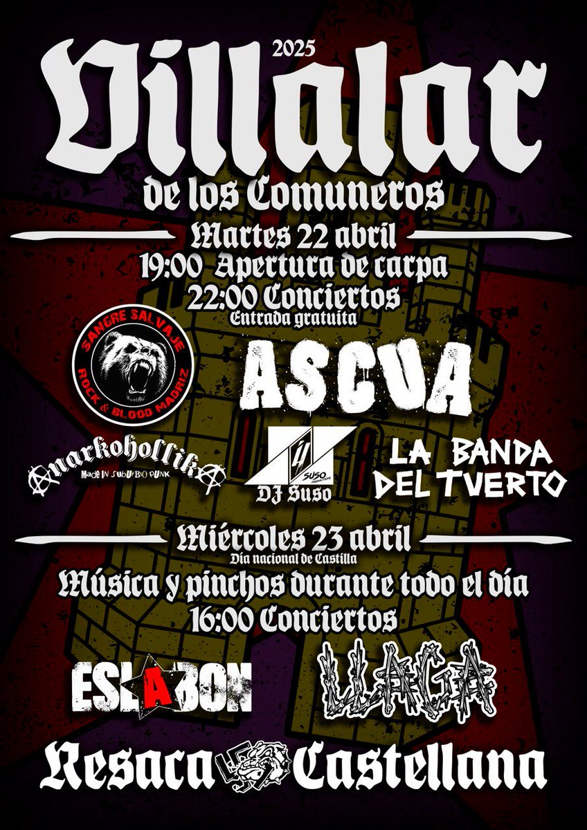 Ya apunta en el horizonte,
ya aparece Villalar.

Un año más, os animamos a acudir y celebrar el Dia nacional de Castilla.