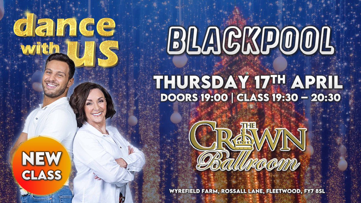 Shirley Ballas (@shirleyballas) on Twitter photo Our next #DanceWithUs class is approaching. Very much looking forward to being in Blackpool with <a href="/Vito__Coppola/">VITO COPPOLA</a> at <a href="/thecrownballrm/">The Crown Ballroom</a> ❤️ will we see you there?
Tickets are still available: dancewithus.info/event-details/… Our next #DanceWithUs class is approaching. Very much looking forward to being in Blackpool with <a href="/Vito__Coppola/">VITO COPPOLA</a> at <a href="/thecrownballrm/">The Crown Ballroom</a> ❤️ will we see you there?
Tickets are still available: dancewithus.info/event-details/…