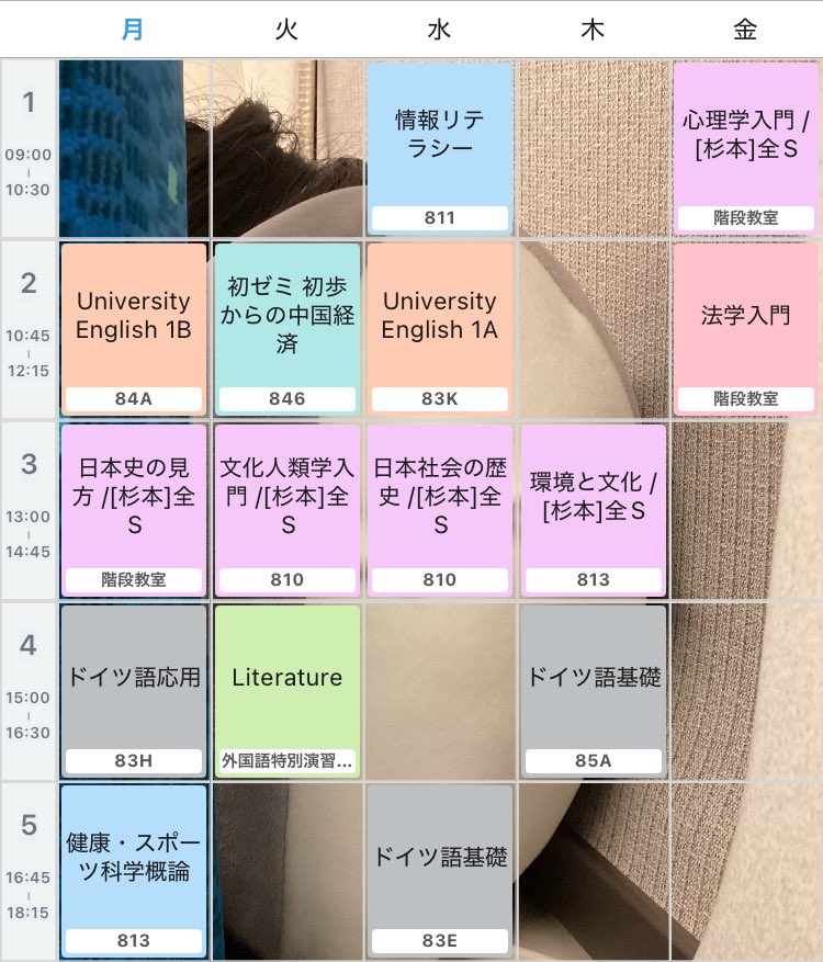 授業同じ方よろしくお願いします！！！
3限に般教詰まりすぎでしぬ