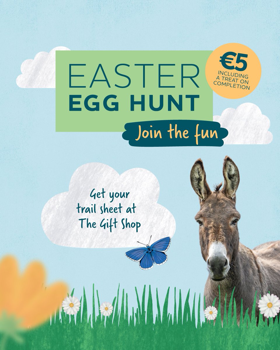 Get ready for a fun-filled Easter! 🐣 Come down to our Open Farm in Liscarroll for an Easter Egg Hunt. 🗺️ We're open every day from Friday 11 April until Monday 28 April, 9am to 4pm.