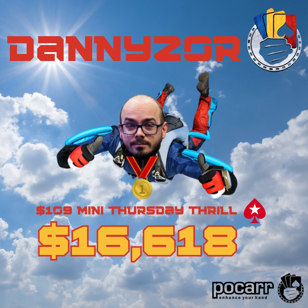 PocarrTweets's tweet photo. 🪂🤩Dannyz0r embraces the THRILL of VICTORY!🏆💰
#Dannyz0r #pocarr #pocarrscores #pocarrcoaches #pocarrstaking #pokerstars #onlinepoker #poker https://t.co/ObbKV8y0va
