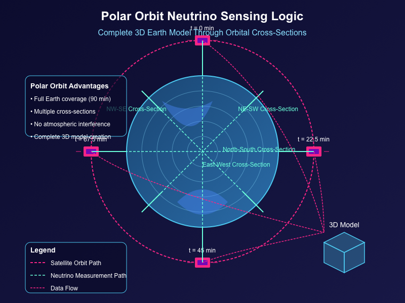 buzzNeuro's tweet photo. 📡 Space advantage: Our polar orbit lets us collect neutrino data through different Earth cross-sections every 90 minutes, building a complete 3D model impossible from fixed ground locations. This is why space matters! #OrbitAdvantage https://t.co/3HQQf6bigz