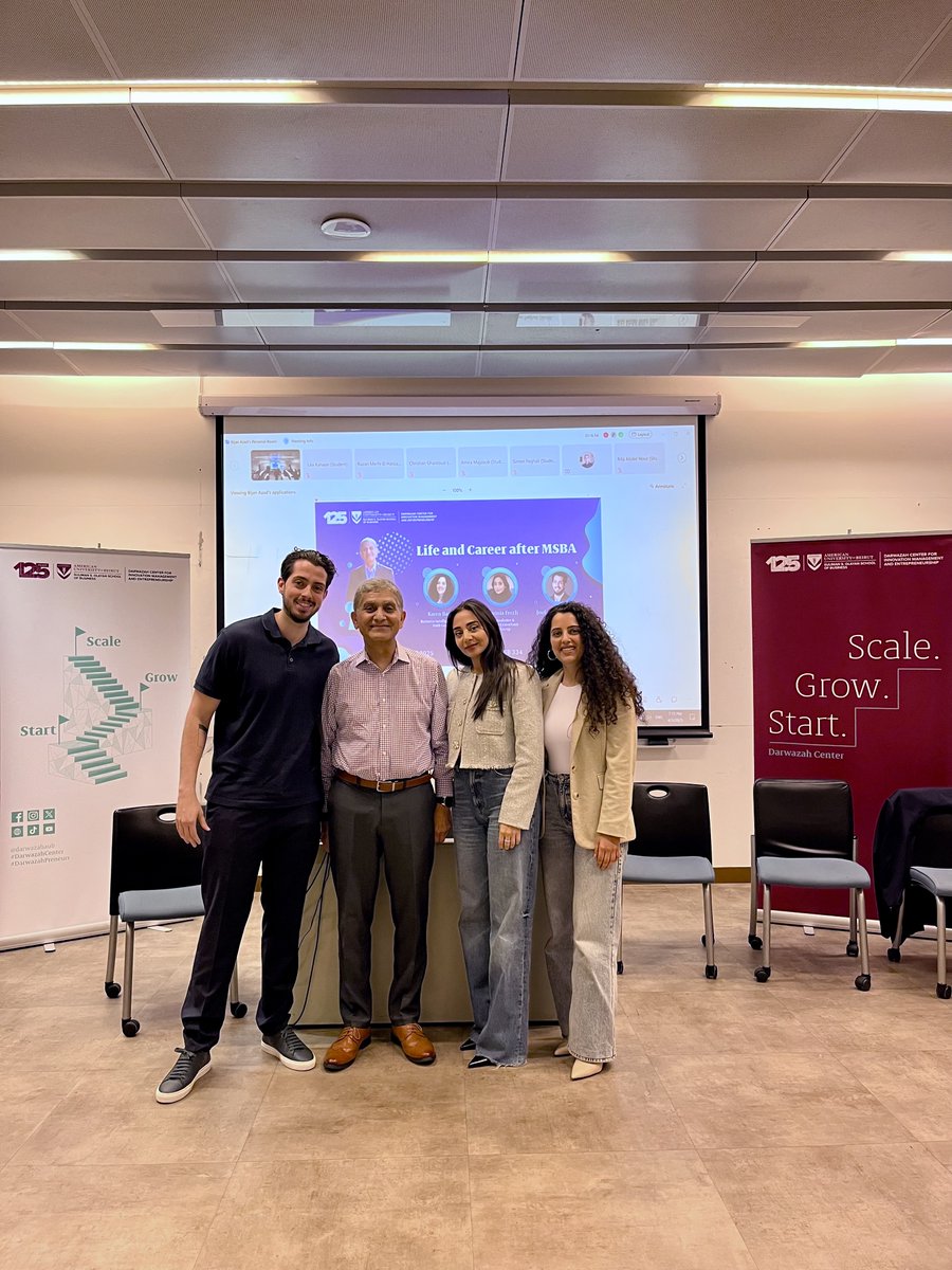 Darwazahaub's tweet image. What really happens after #MSBA?

An insightful panel moderated by Dr. @AzadBijan discussed “Life &amp;amp; Career After Master of Science in Business Analytics” and highlighted the realities of transitioning from #classroom to #career.

@karenbassil @Olguinia_Ferzli @AUB_Lebanon @AUBOSB
