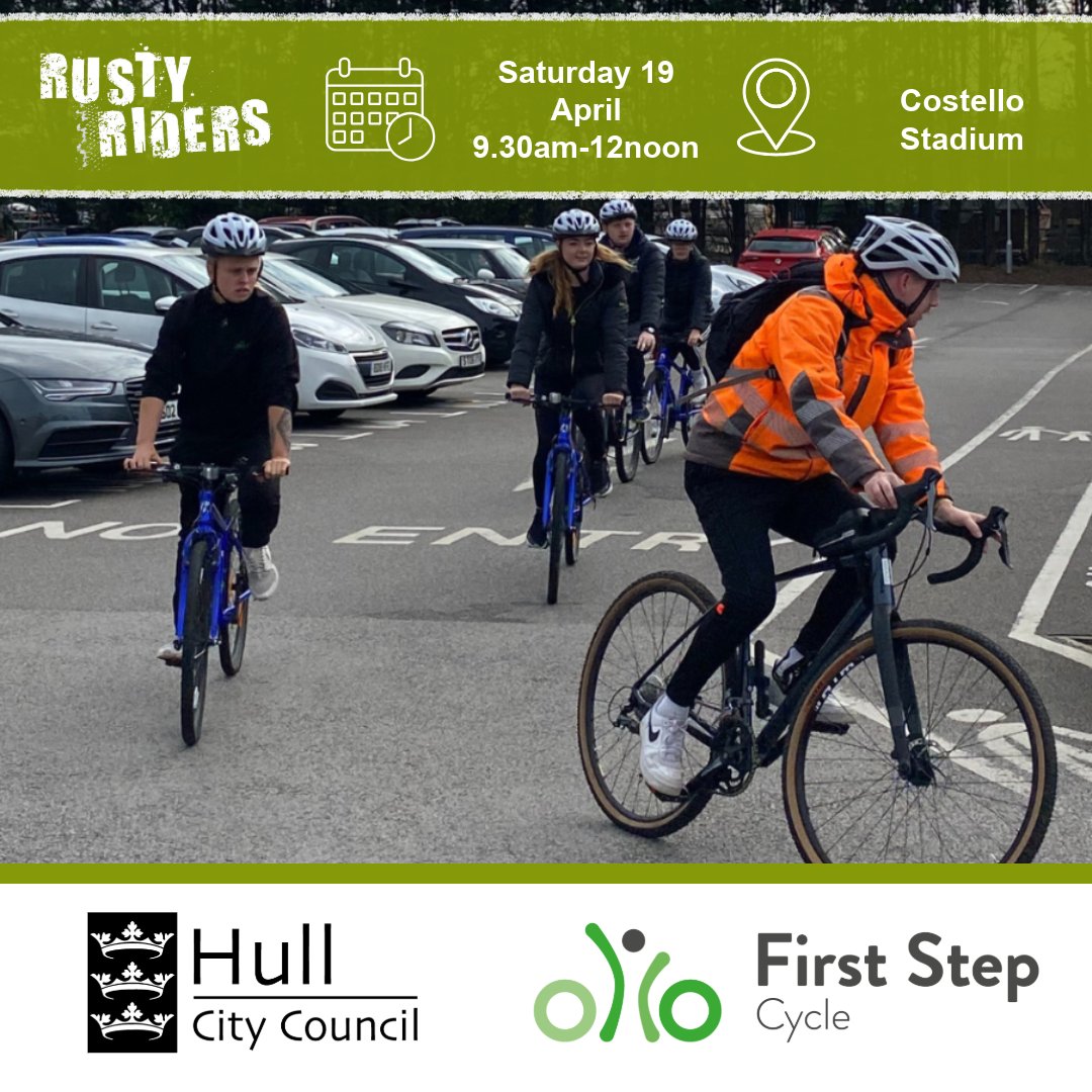 travel_hull's tweet photo. Want to boost your cycling skills? 🚲

Book onto a free #RustyRiders session on:

🗓️ Saturday 19 April
📍Costello Stadium

Click here to book ⤵️

🔗 https://t.co/TRiM1vb9fz https://t.co/v9hEoH9ITB